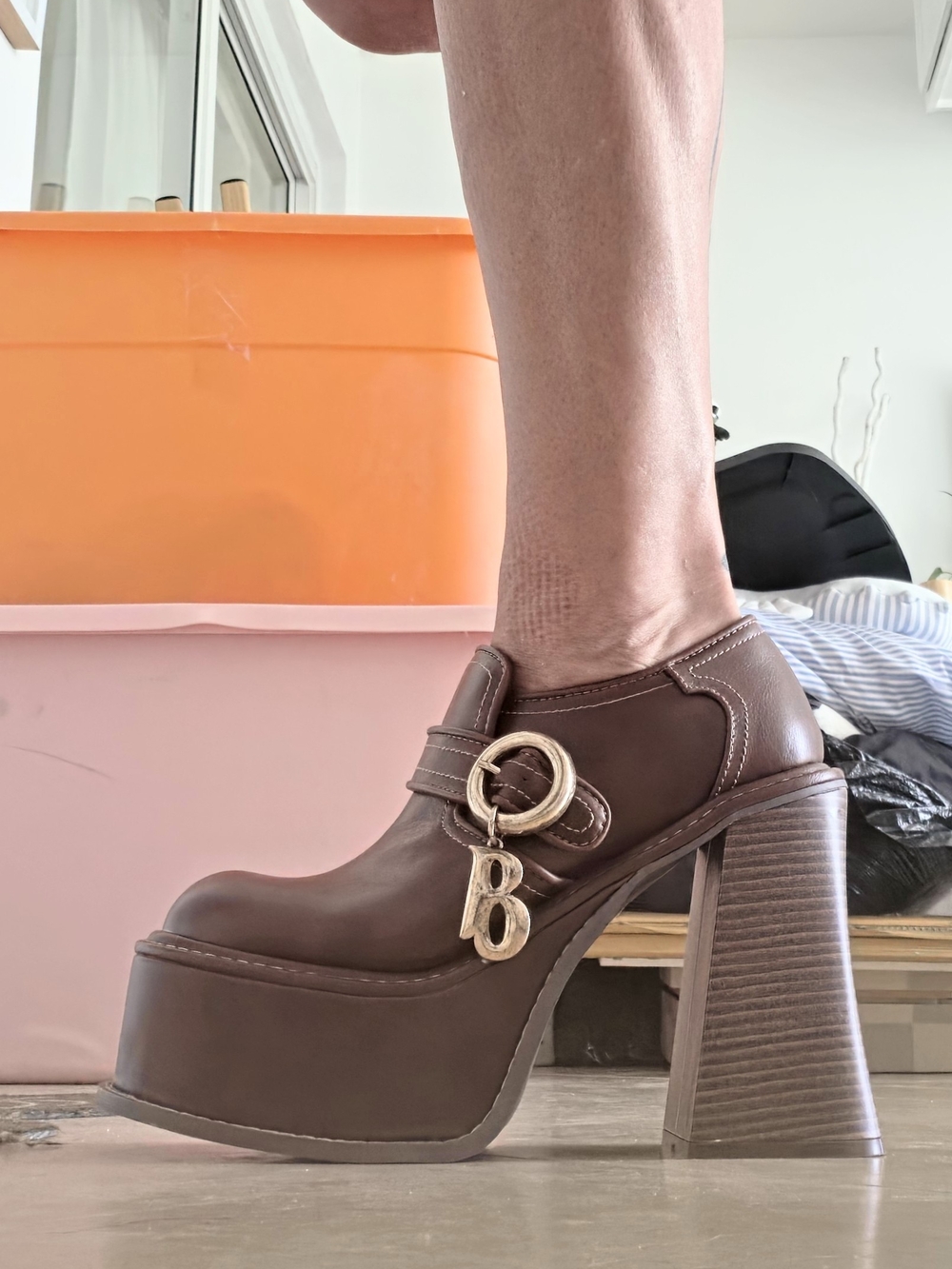 Dolls Kill x Bratz Funky Freshman Oxford Platform Chunky B Heels Brown US W 10